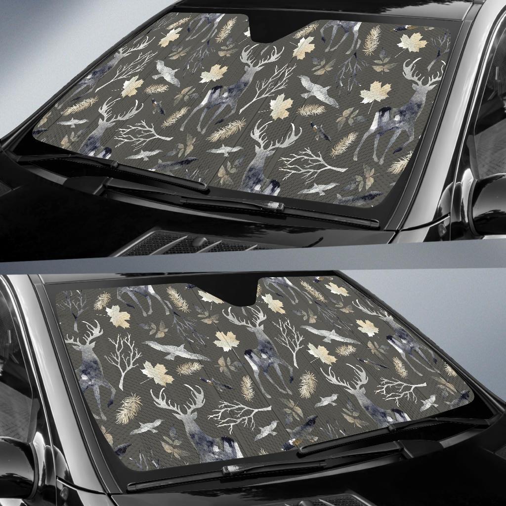 Reindeer Pattern Print Car Sun Shade-grizzshop