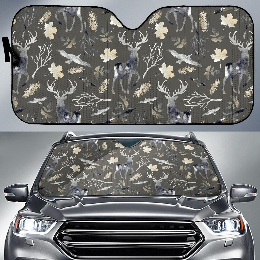 Reindeer Pattern Print Car Sun Shade-grizzshop