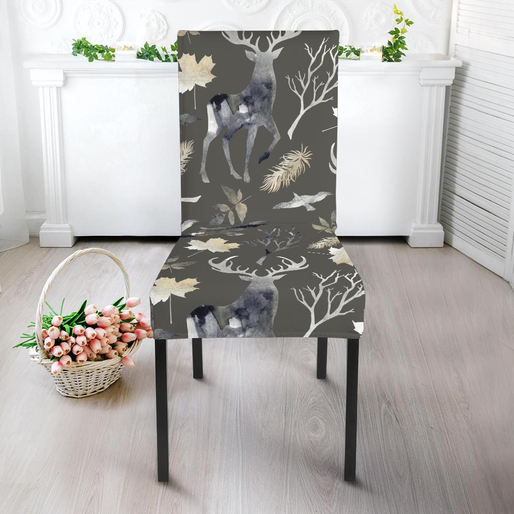 Reindeer Pattern Print Chair Cover-grizzshop