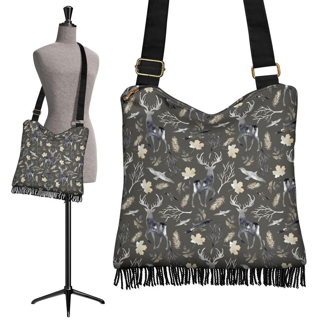 Reindeer Pattern Print Crossbody Bags-grizzshop