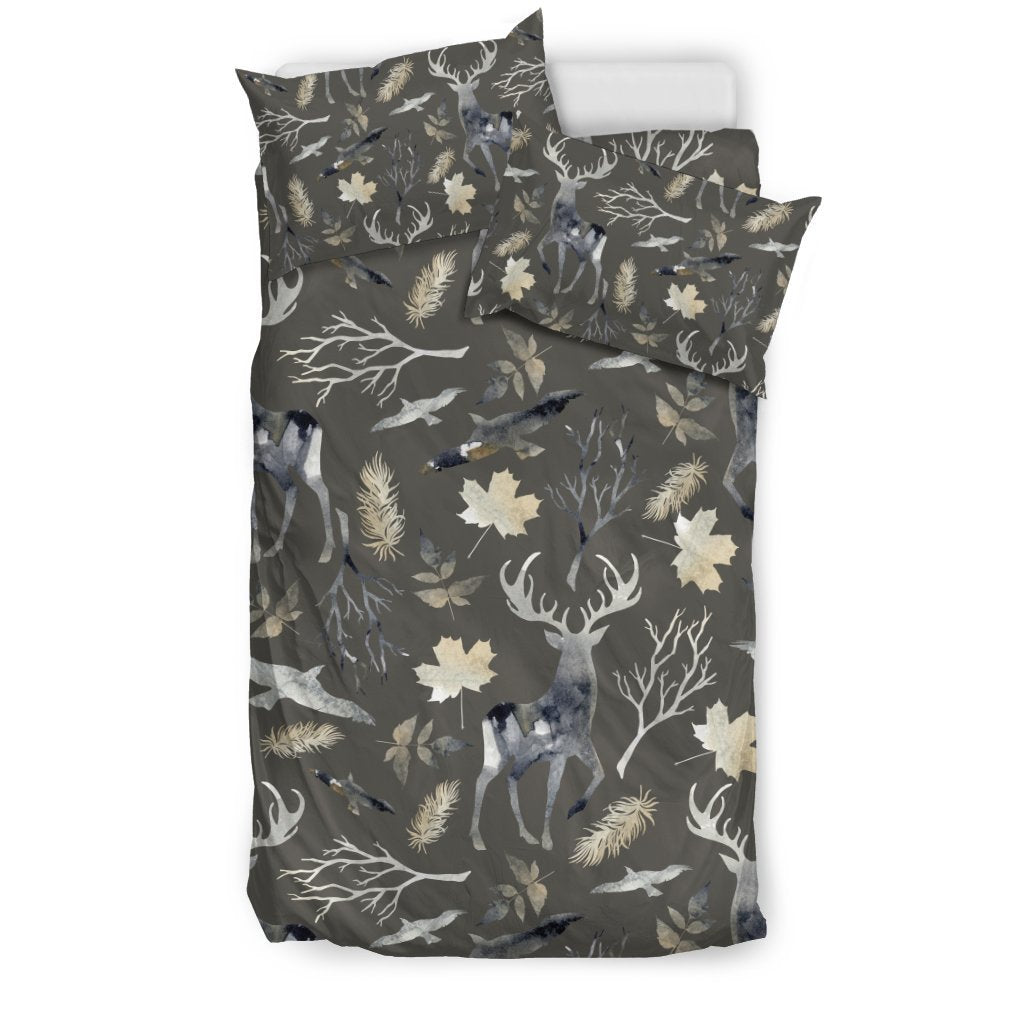 Reindeer Pattern Print Duvet Cover Bedding Set-grizzshop