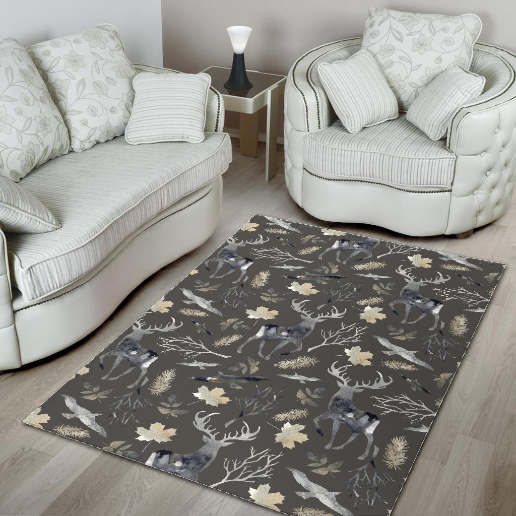 Reindeer Pattern Print Floor Mat-grizzshop