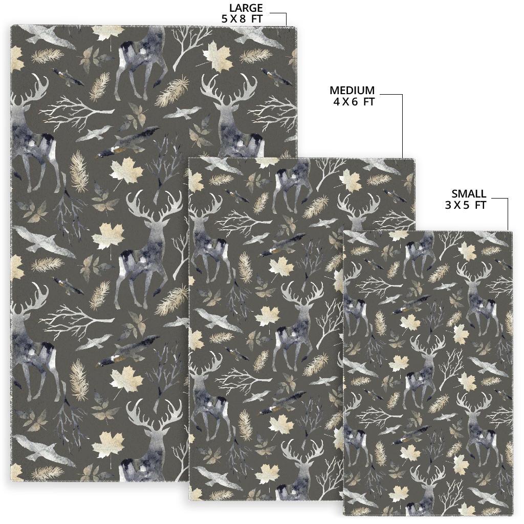 Reindeer Pattern Print Floor Mat-grizzshop