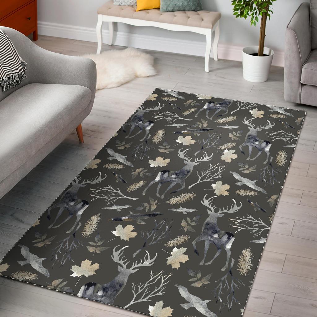 Reindeer Pattern Print Floor Mat-grizzshop