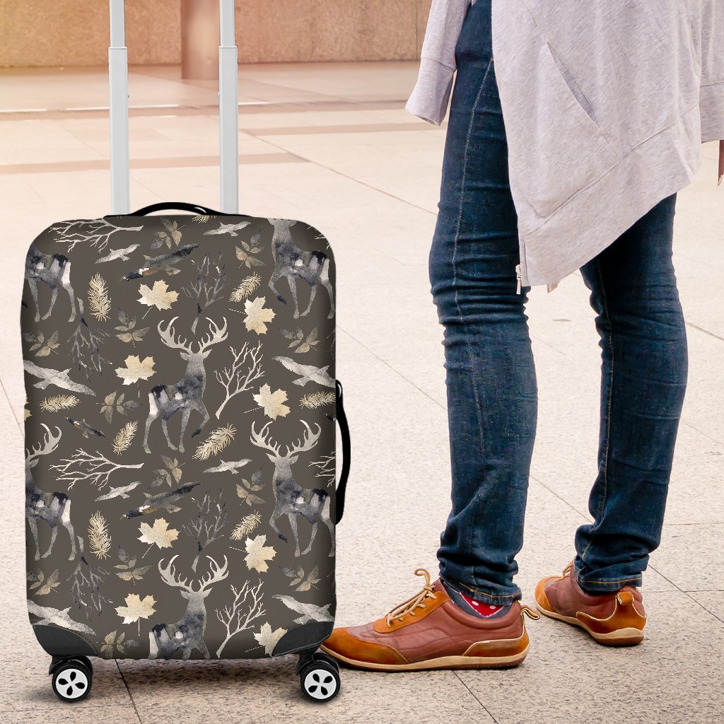Reindeer Pattern Print Luggage Cover Protector-grizzshop