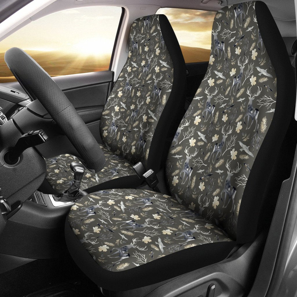 Reindeer Pattern Print Universal Fit Car Seat Cover-grizzshop