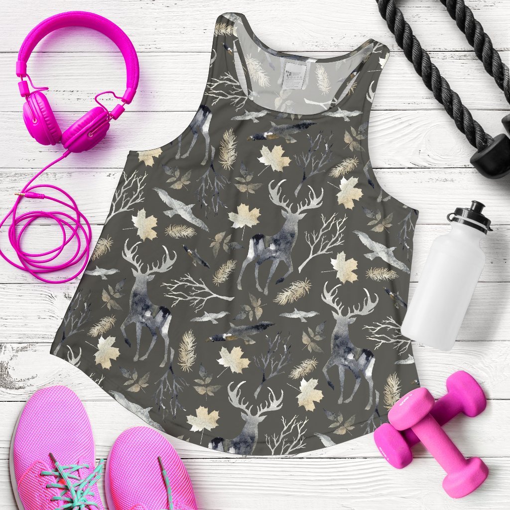 Reindeer Pattern Print Women's Racerback Tank Tops-grizzshop