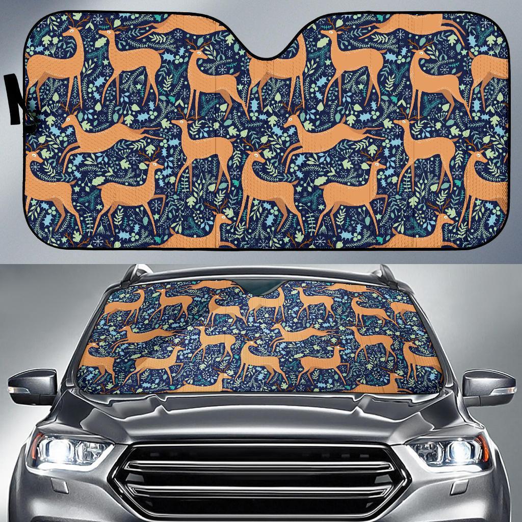Reindeer Print Pattern Car Sun Shade-grizzshop