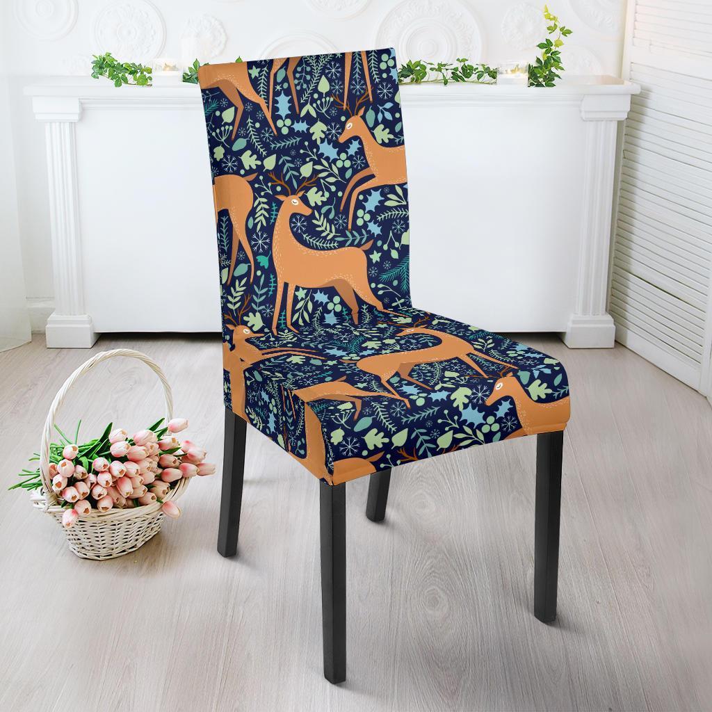 Reindeer Print Pattern Chair Cover-grizzshop