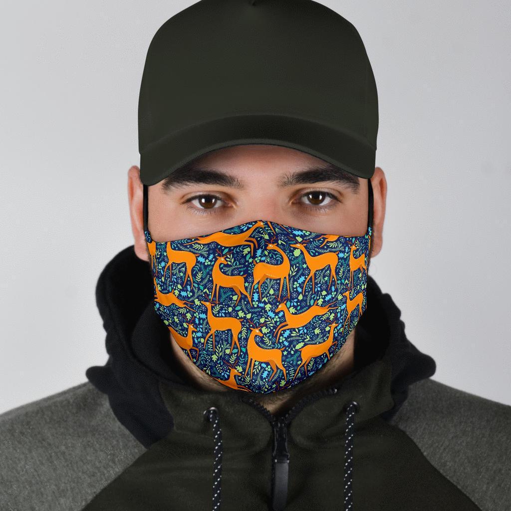 Reindeer Print Pattern Face Mask-grizzshop