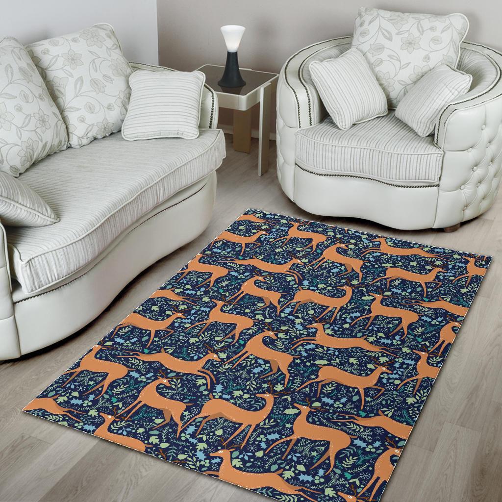 Reindeer Print Pattern Floor Mat-grizzshop