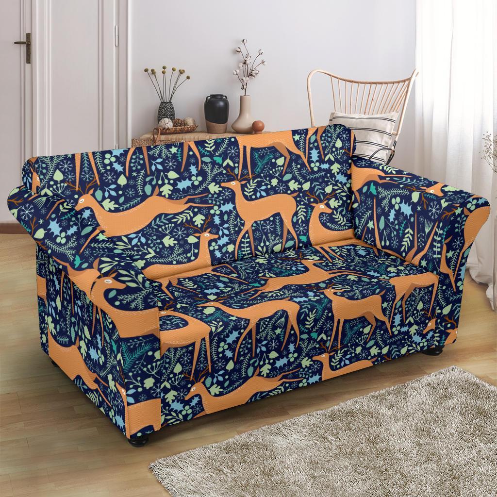 Reindeer Print Pattern Loveseat Cover-grizzshop