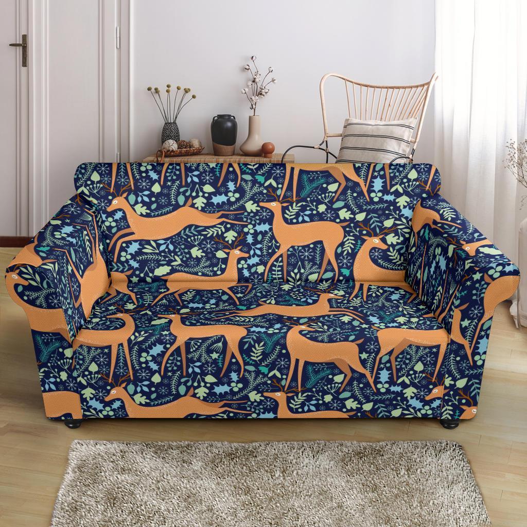 Reindeer Print Pattern Loveseat Cover-grizzshop