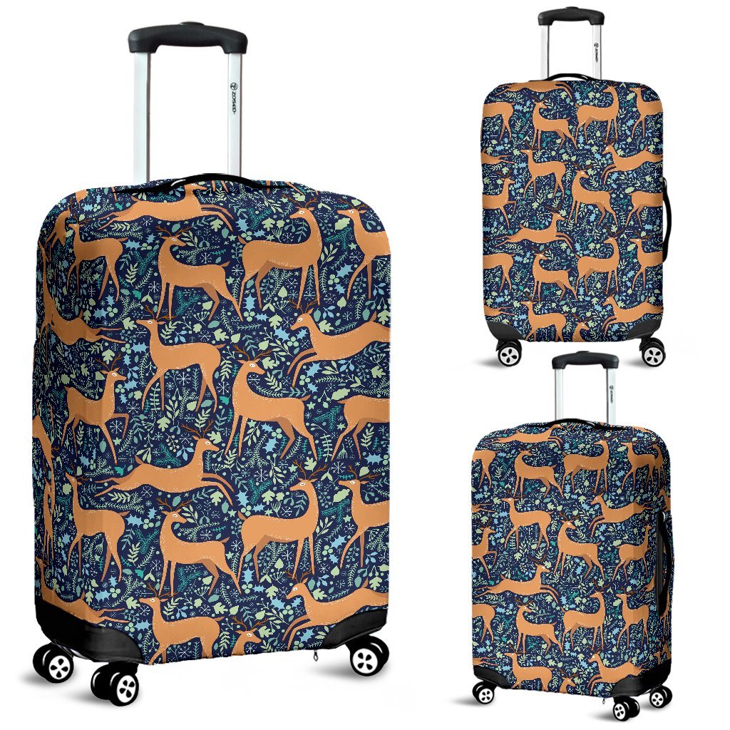 Reindeer Print Pattern Luggage Cover Protector-grizzshop