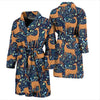 Reindeer Print Pattern Men Long Robe-grizzshop