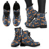 Reindeer Print Pattern Men Women Leather Boots-grizzshop