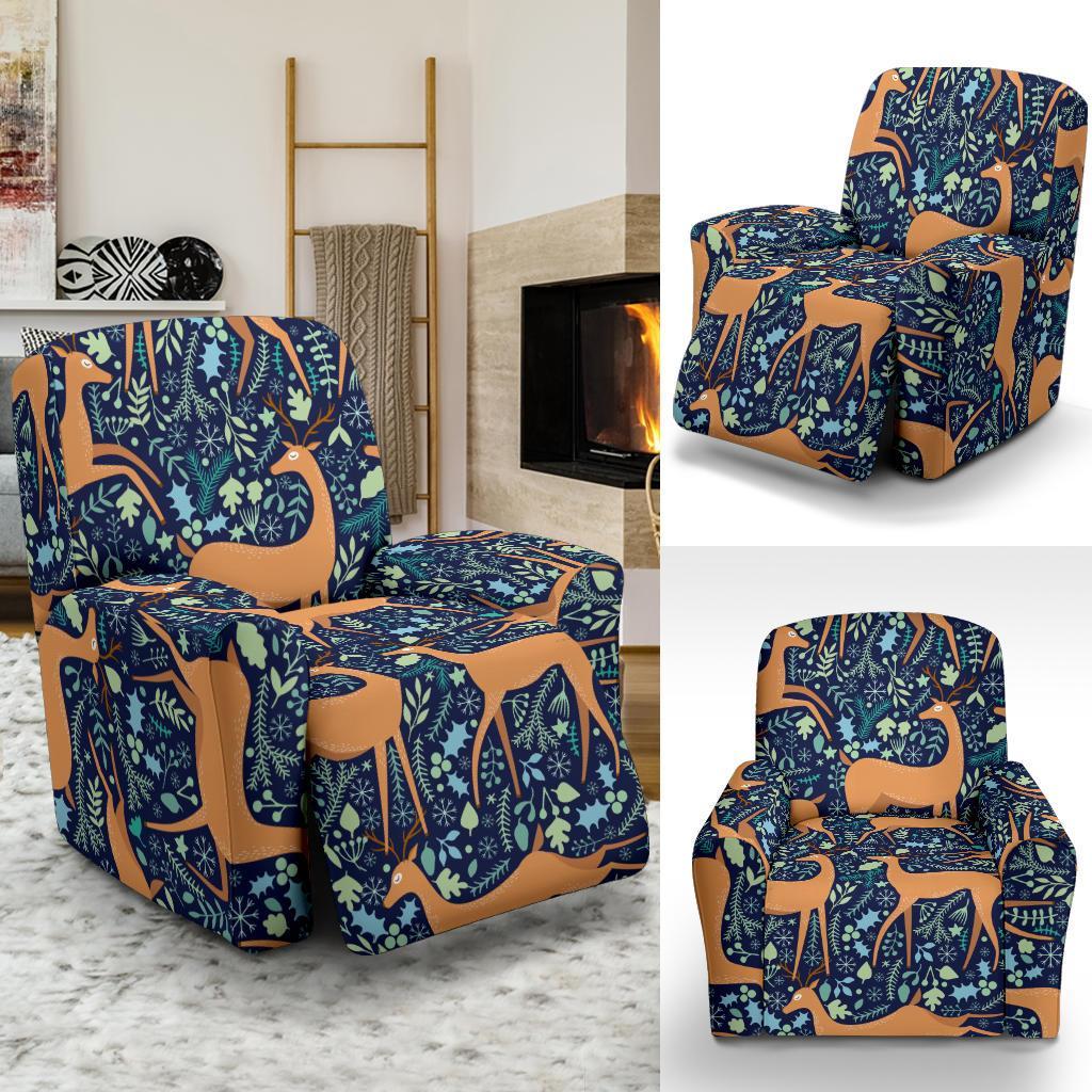 Reindeer Print Pattern Recliner Cover-grizzshop