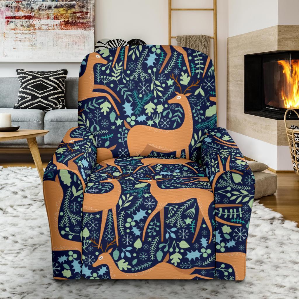 Reindeer Print Pattern Recliner Cover-grizzshop