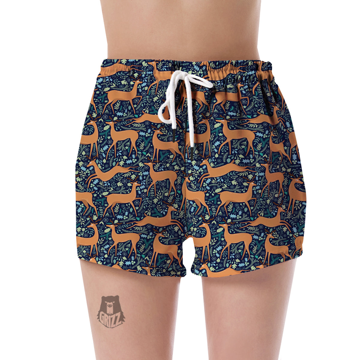 Reindeer Print Pattern Women's Shorts-grizzshop