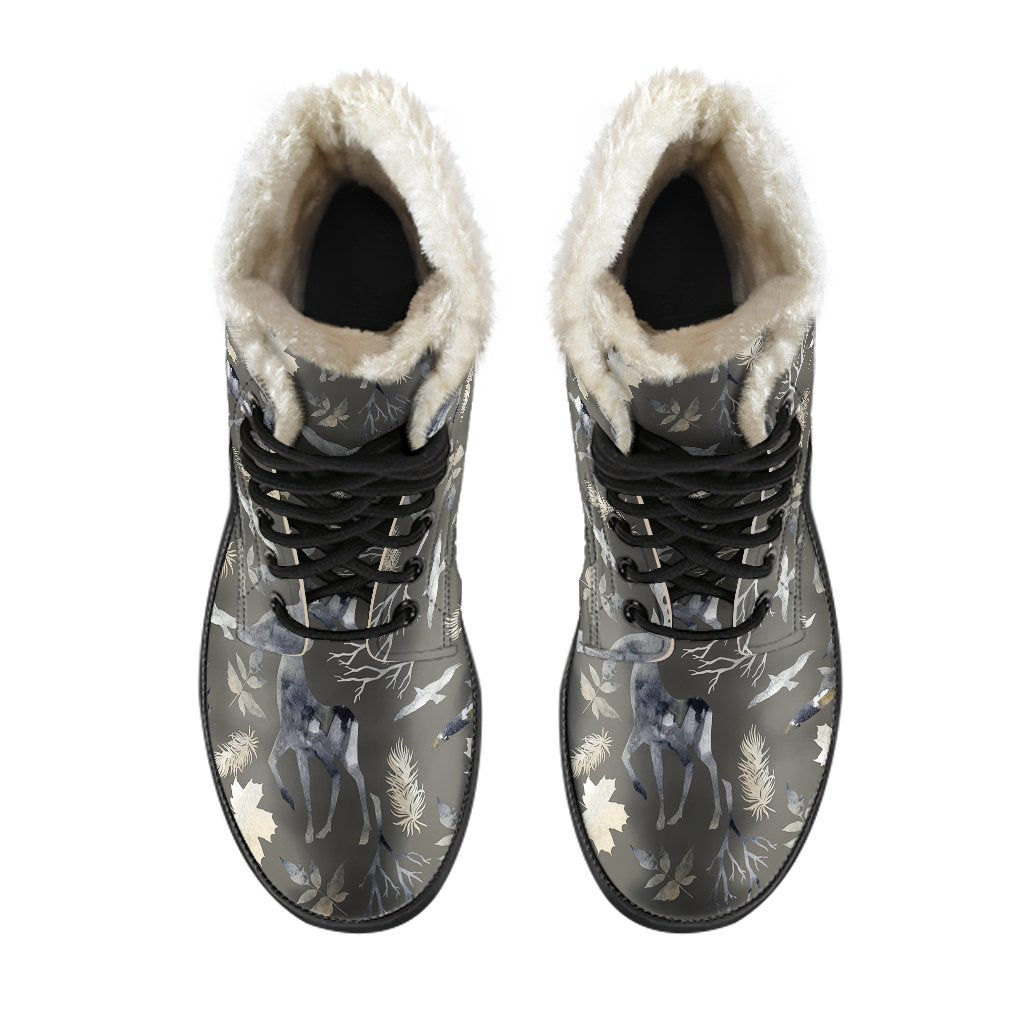 Reindeer Pattern Print Comfy Winter Boots-grizzshop
