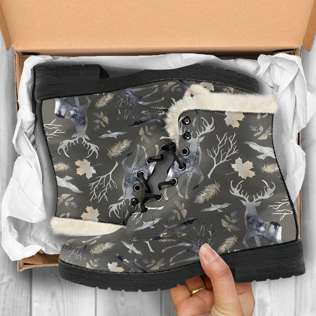Reindeer Pattern Print Comfy Winter Boots-grizzshop