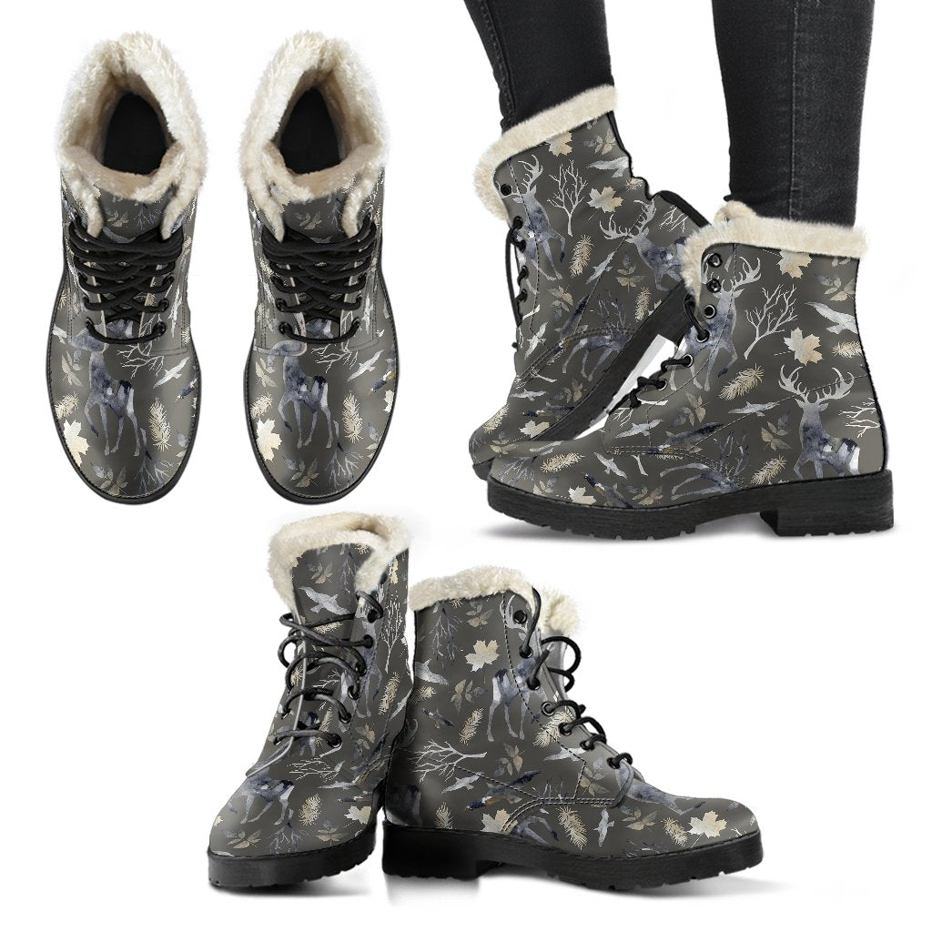 Reindeer Pattern Print Comfy Winter Boots-grizzshop