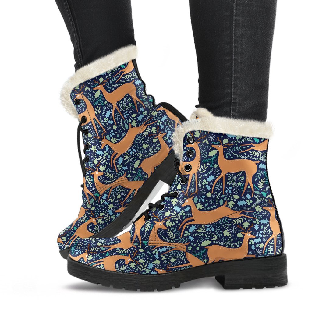 Reindeer Print Pattern Comfy Winter Boots-grizzshop