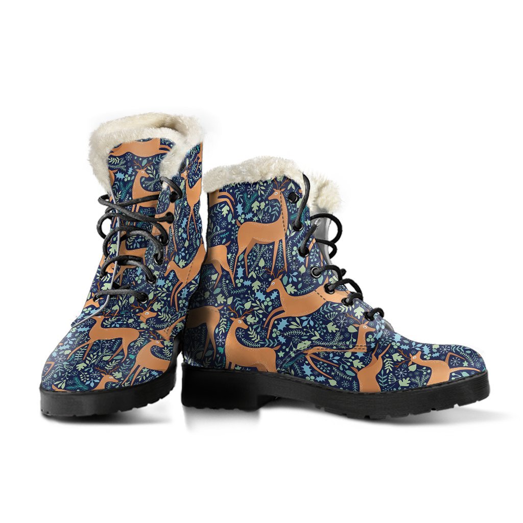 Reindeer Print Pattern Comfy Winter Boots-grizzshop
