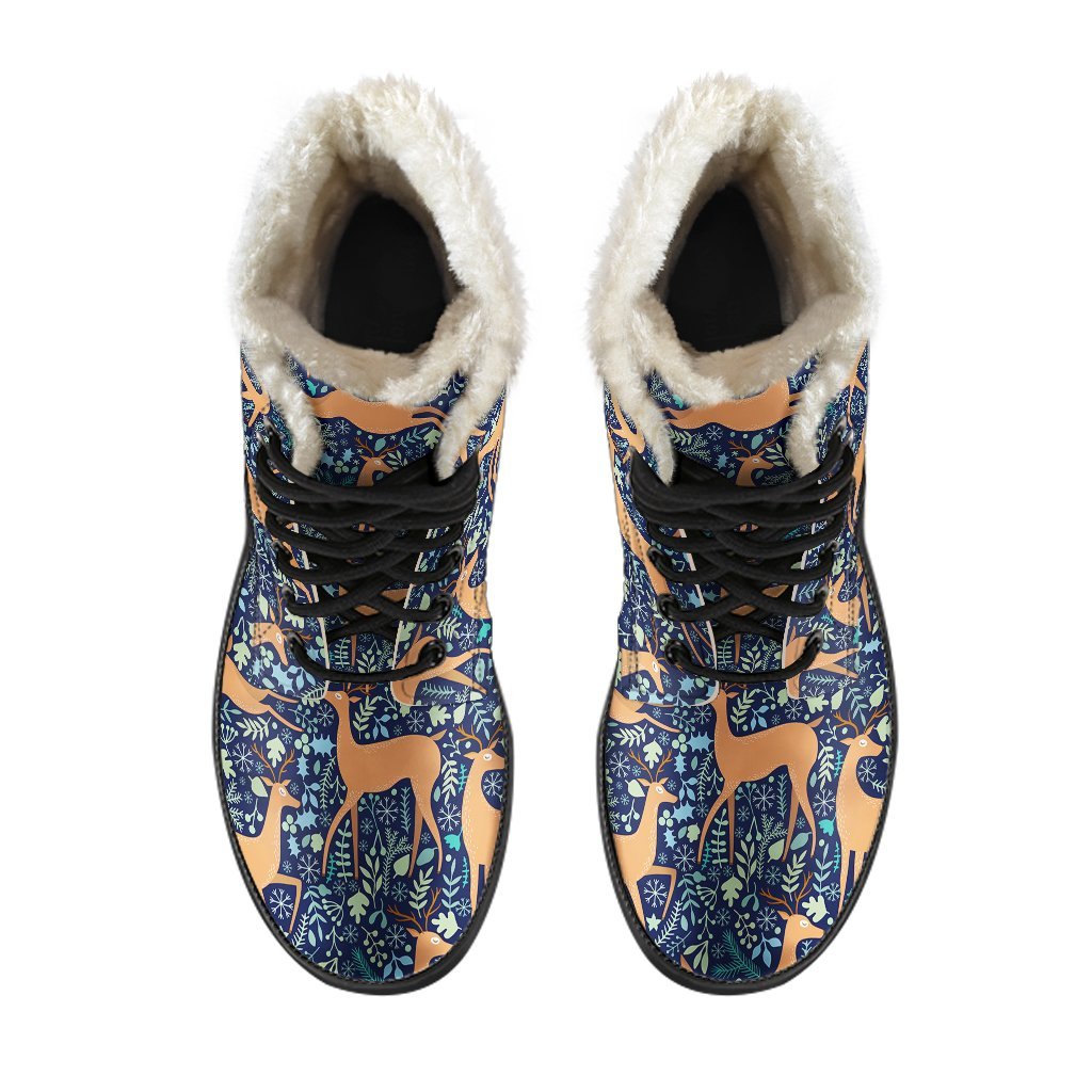 Reindeer Print Pattern Comfy Winter Boots-grizzshop