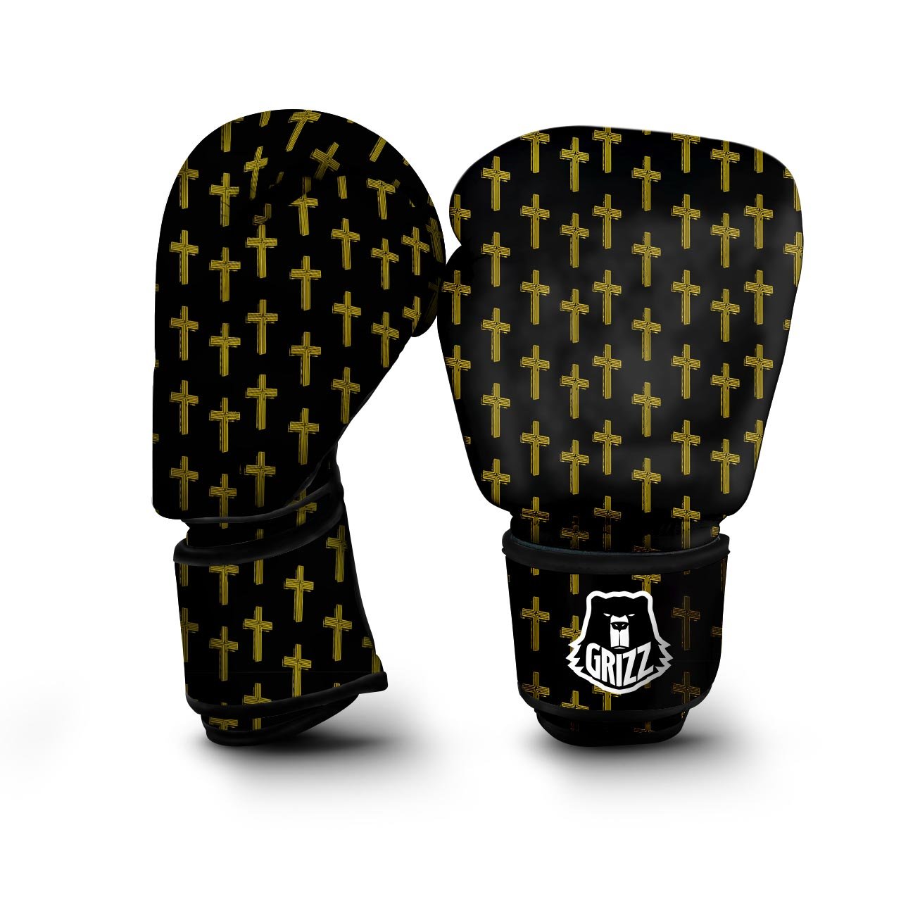 Religious Christian Cross Print Pattern Boxing Gloves-grizzshop