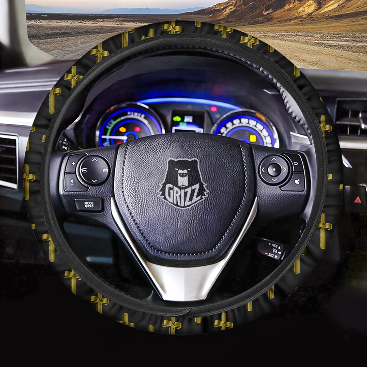 Religious Christian Cross Print Pattern Car Steering Wheel Cover-grizzshop