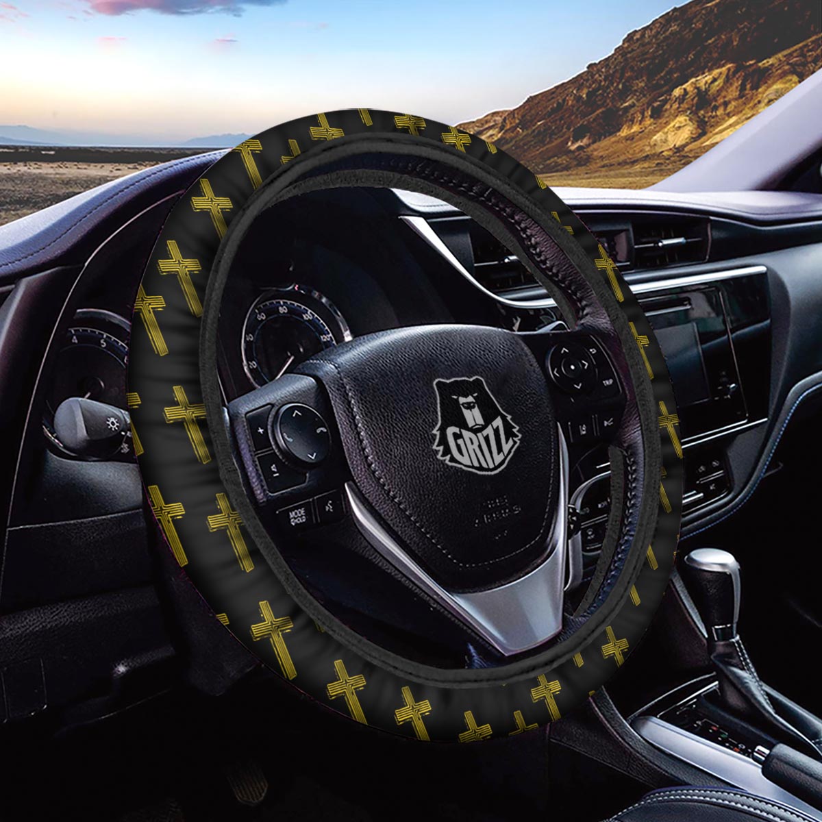 Religious Christian Cross Print Pattern Car Steering Wheel Cover-grizzshop