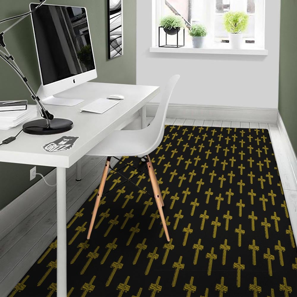 Religious Christian Cross Print Pattern Floor Mat-grizzshop