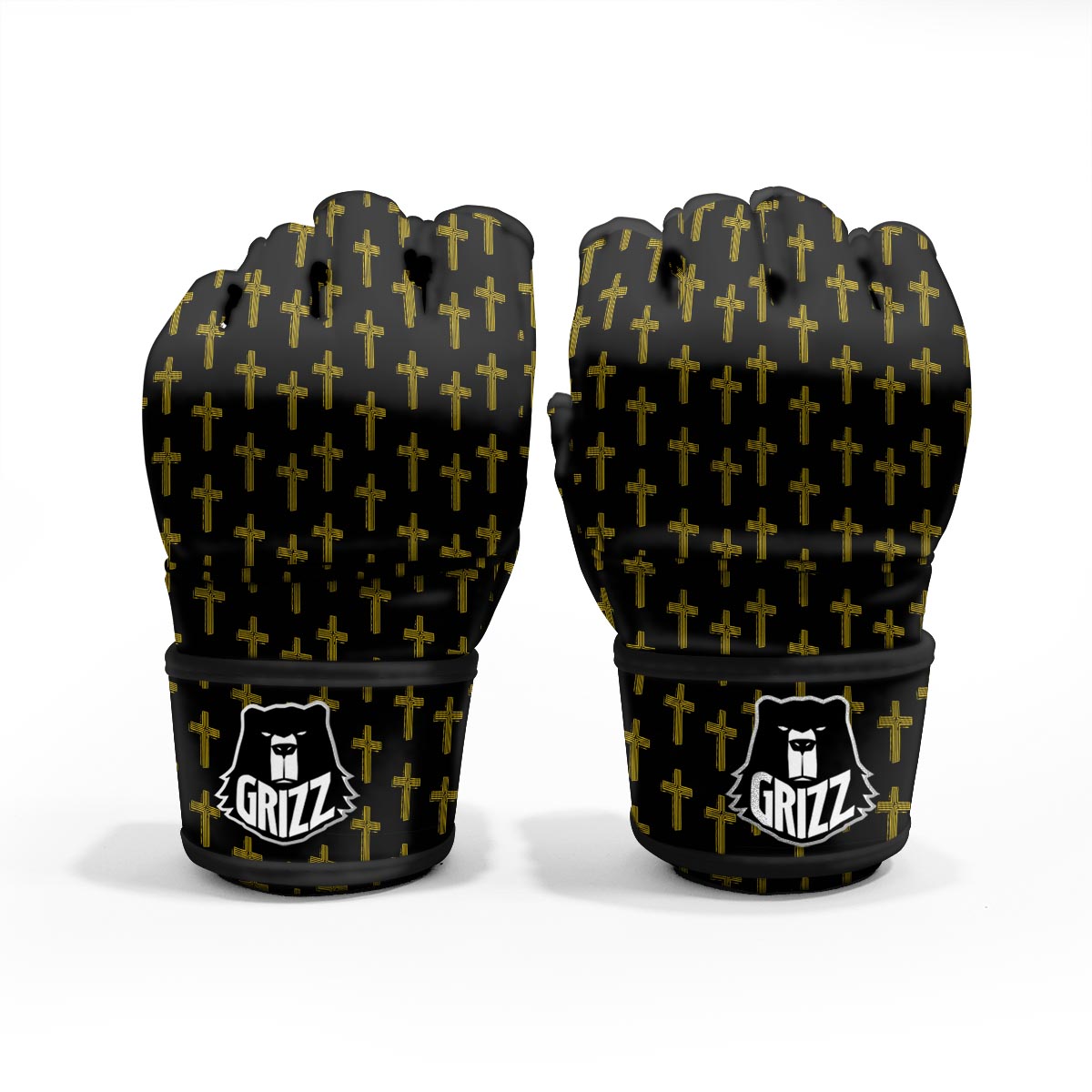 Religious Christian Cross Print Pattern MMA Gloves-grizzshop