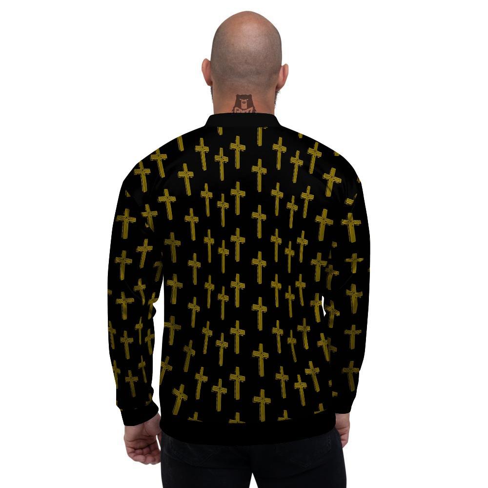 Religious Christian Cross Print Pattern Men's Bomber Jacket-grizzshop