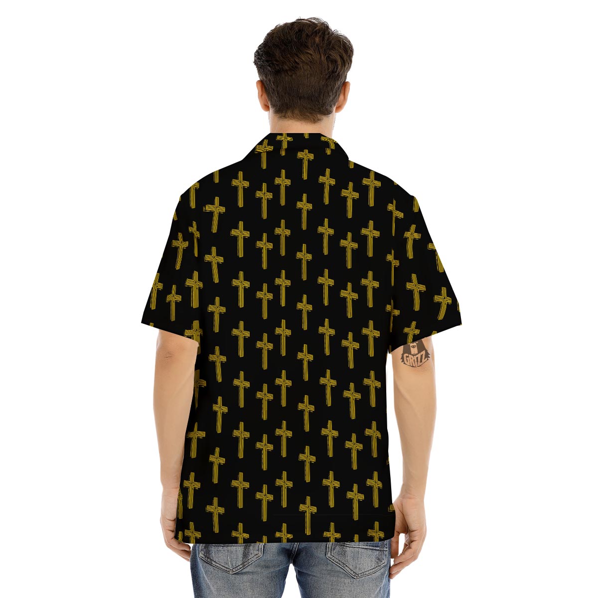 Religious Christian Cross Print Pattern Men's Hawaiian Shirt-grizzshop