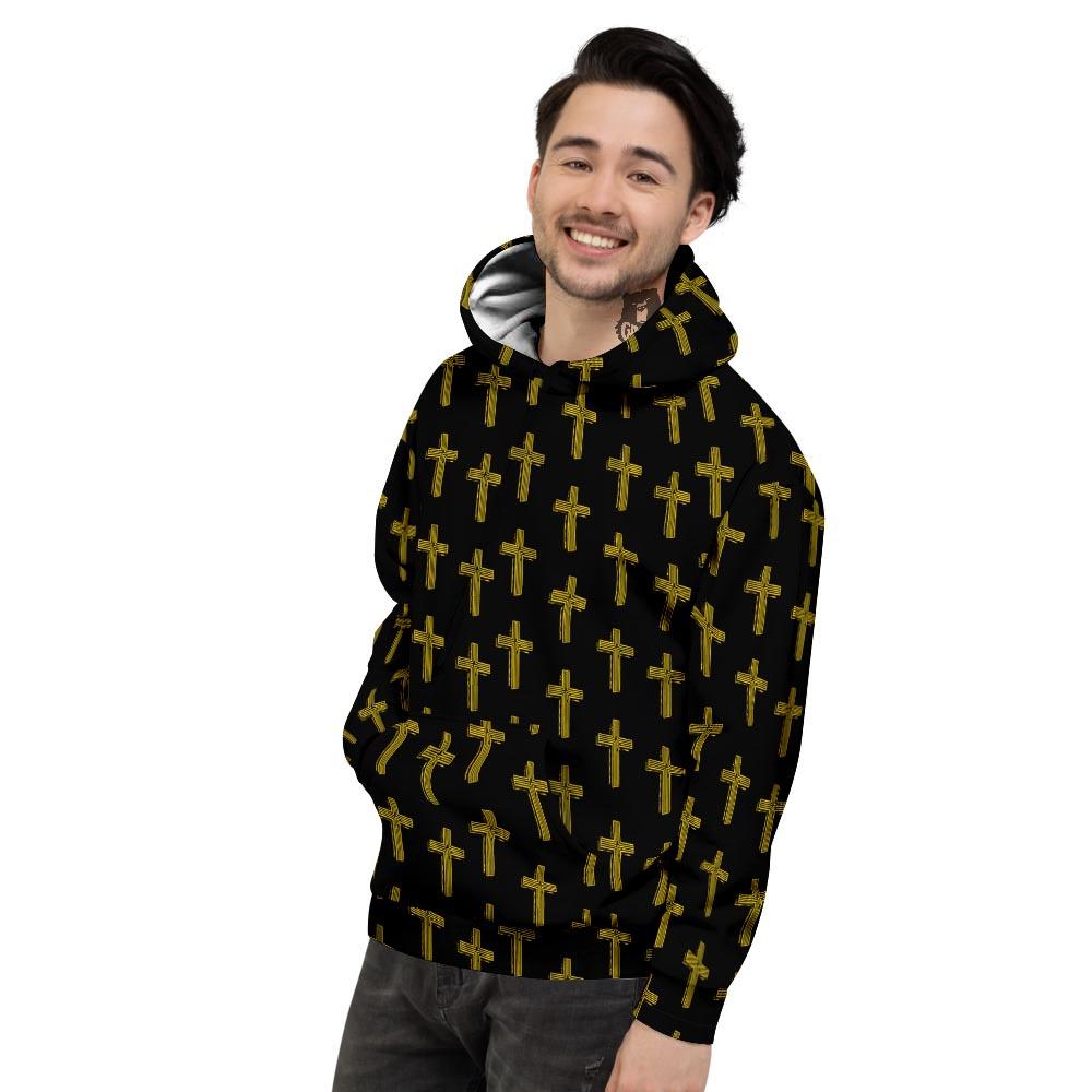 Religious Christian Cross Print Pattern Men's Hoodie-grizzshop