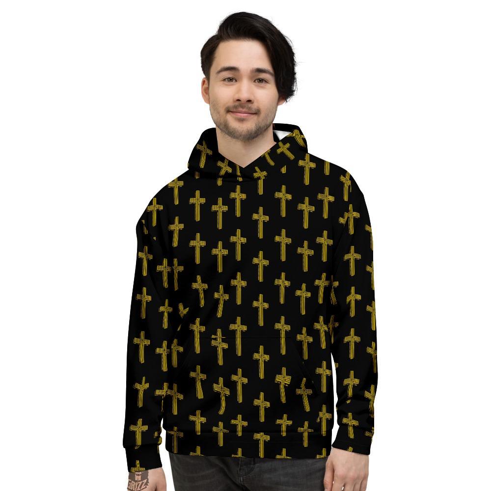 Religious Christian Cross Print Pattern Men's Hoodie-grizzshop