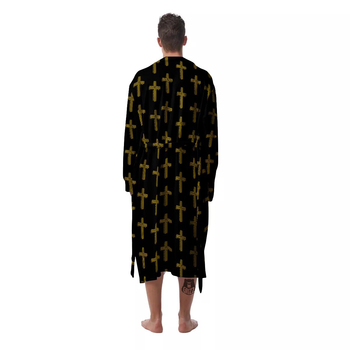 Religious Christian Cross Print Pattern Men's Robe-grizzshop