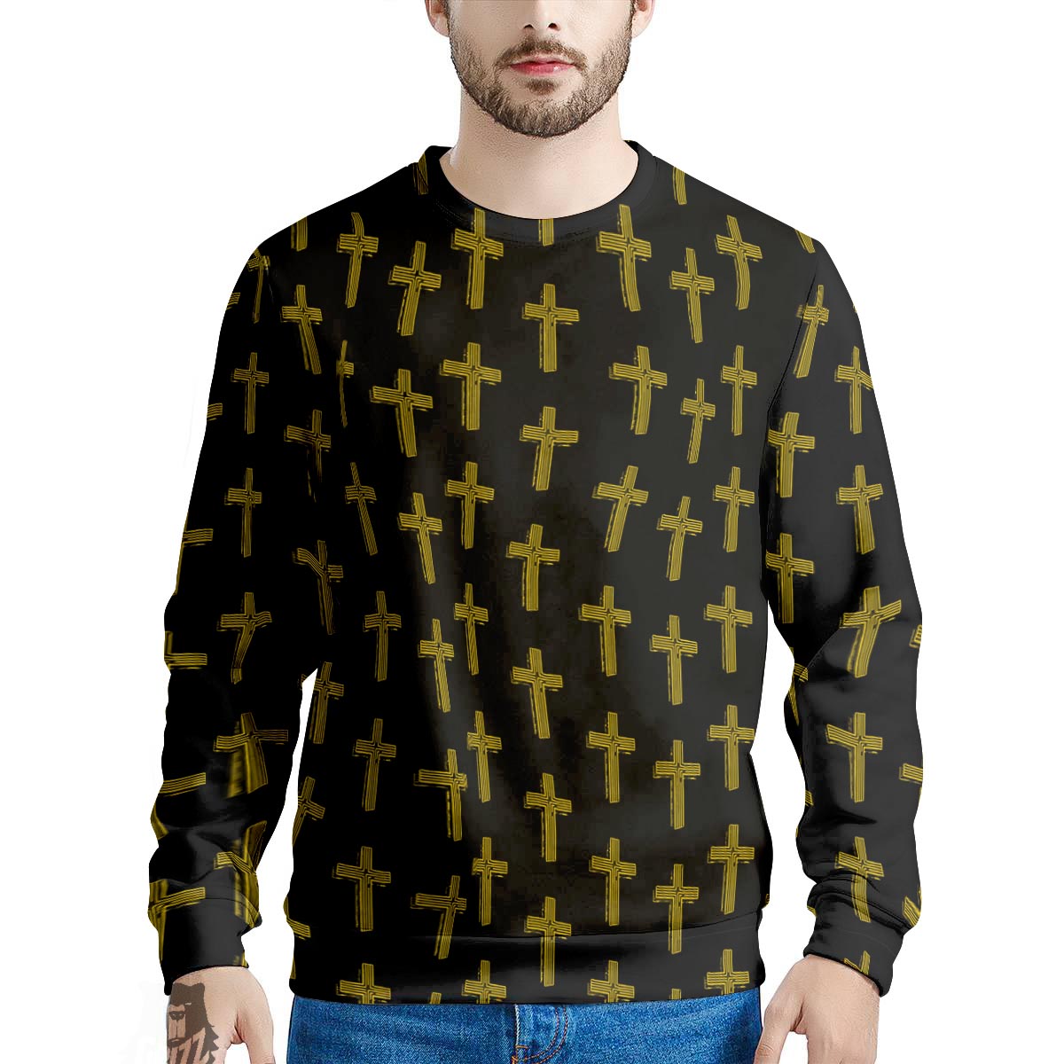 Religious Christian Cross Print Pattern Men's Sweatshirt-grizzshop