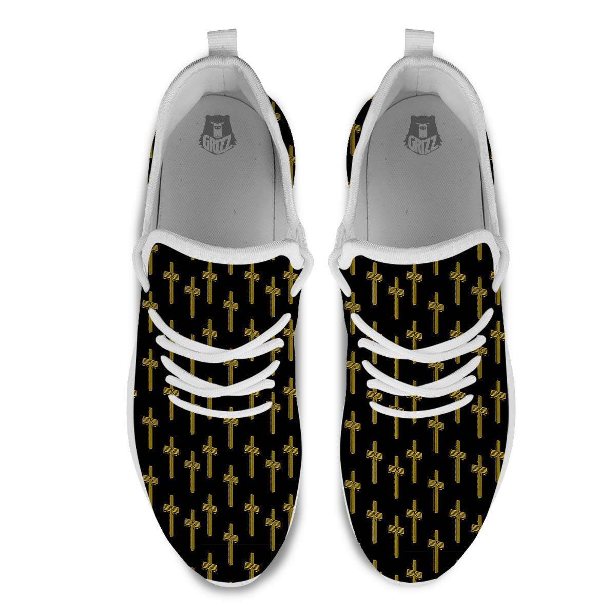 Religious Christian Cross Print Pattern White Athletic Shoes-grizzshop