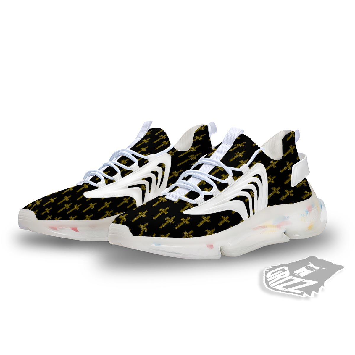 Religious Christian Cross Print Pattern White Gym Shoes-grizzshop
