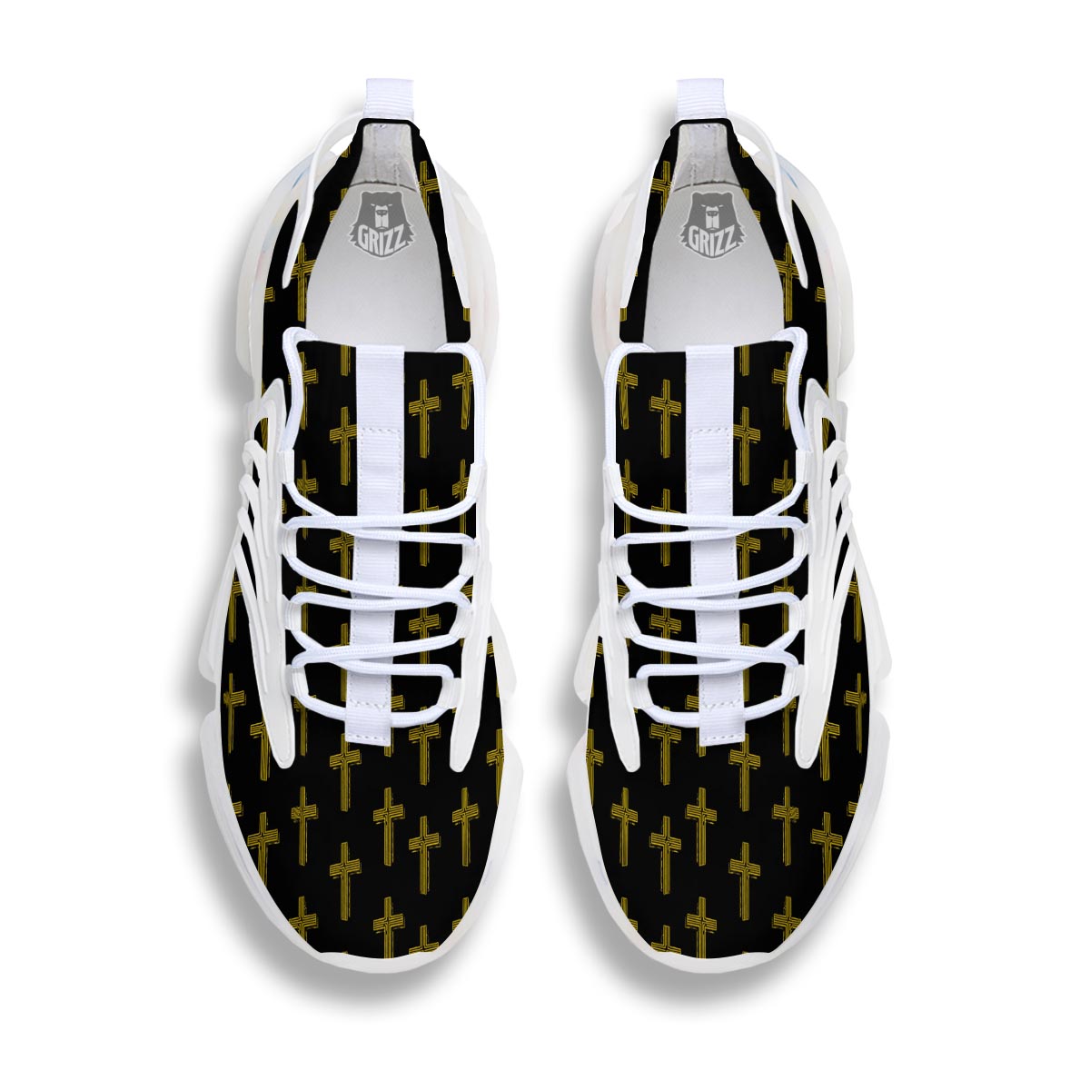 Religious Christian Cross Print Pattern White Gym Shoes-grizzshop