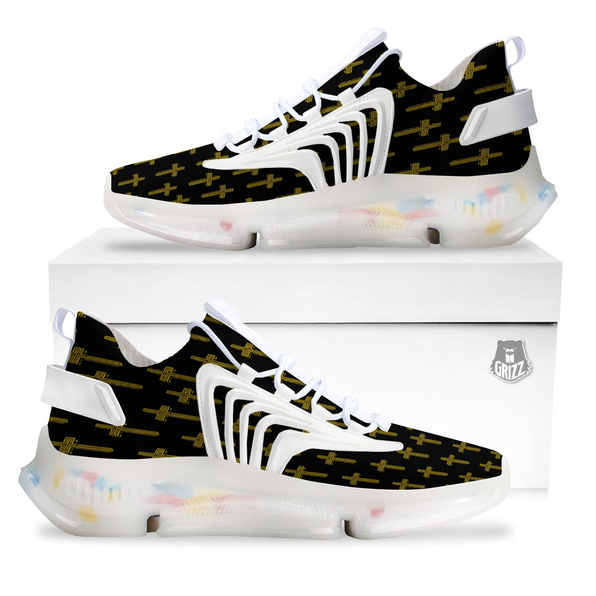 Religious Christian Cross Print Pattern White Gym Shoes-grizzshop