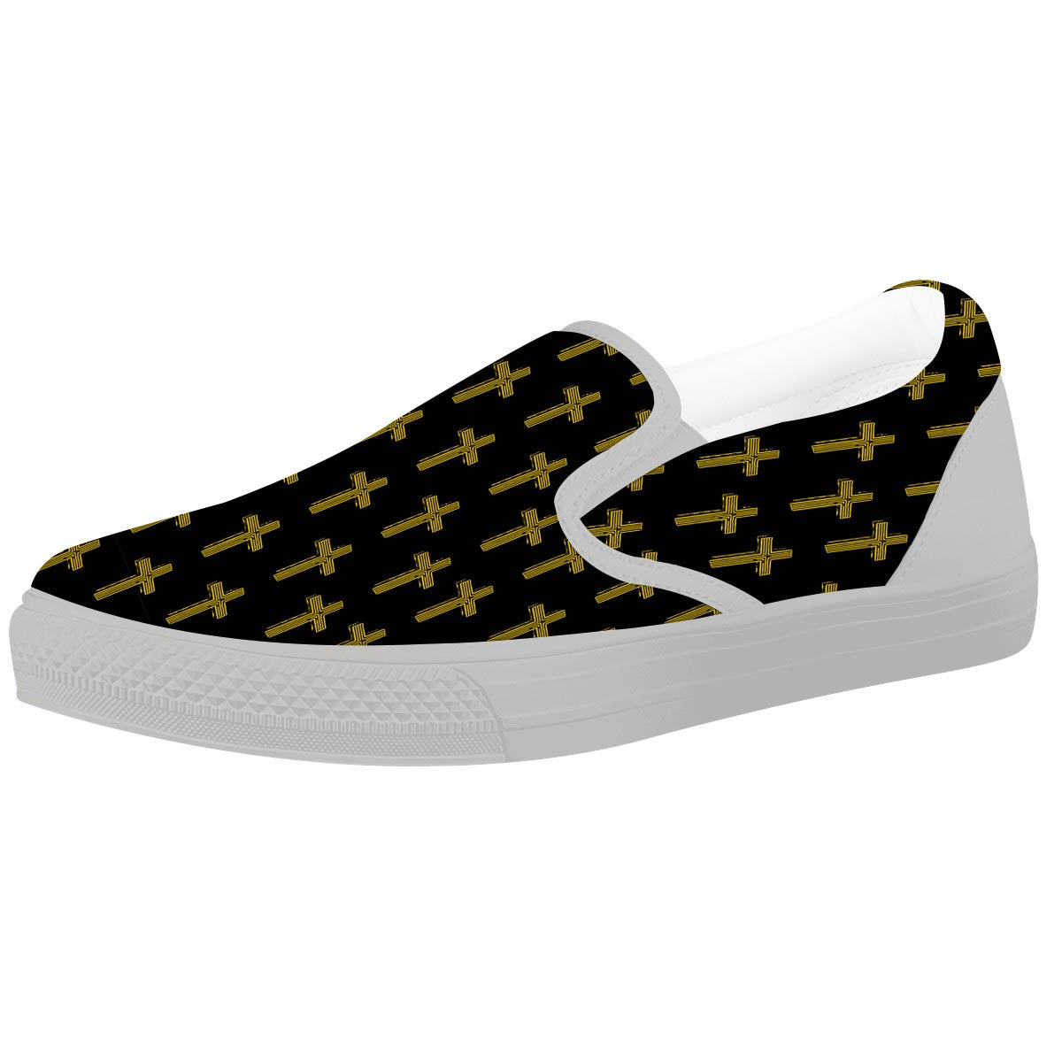 Religious Christian Cross Print Pattern White Slip On Shoes-grizzshop