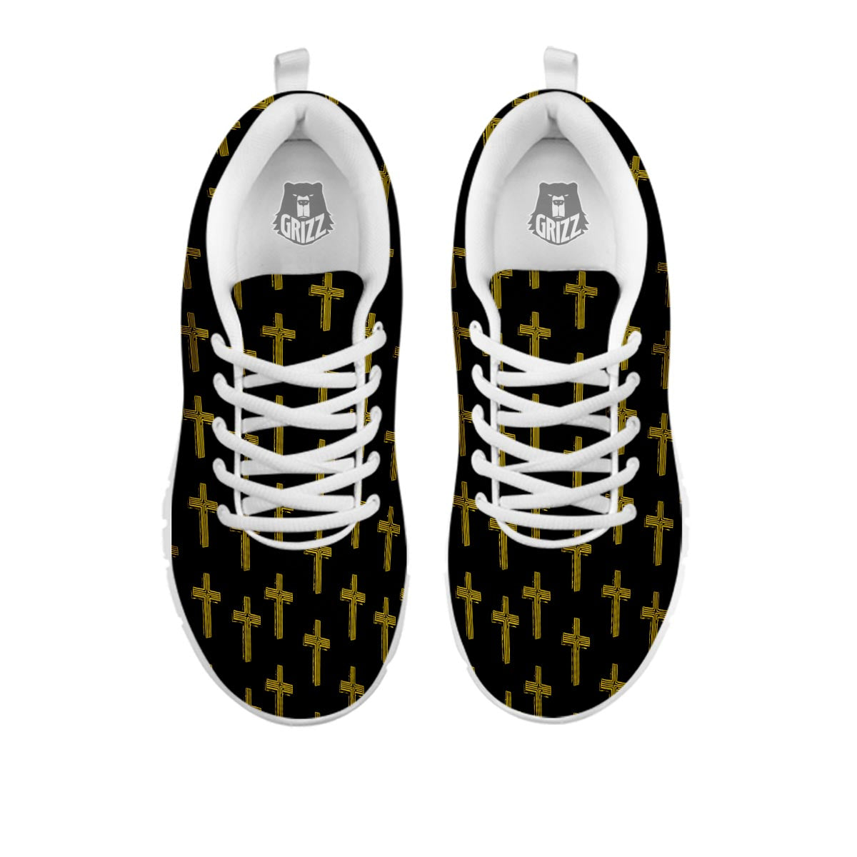 Religious Christian Cross Print Pattern White Sneaker-grizzshop