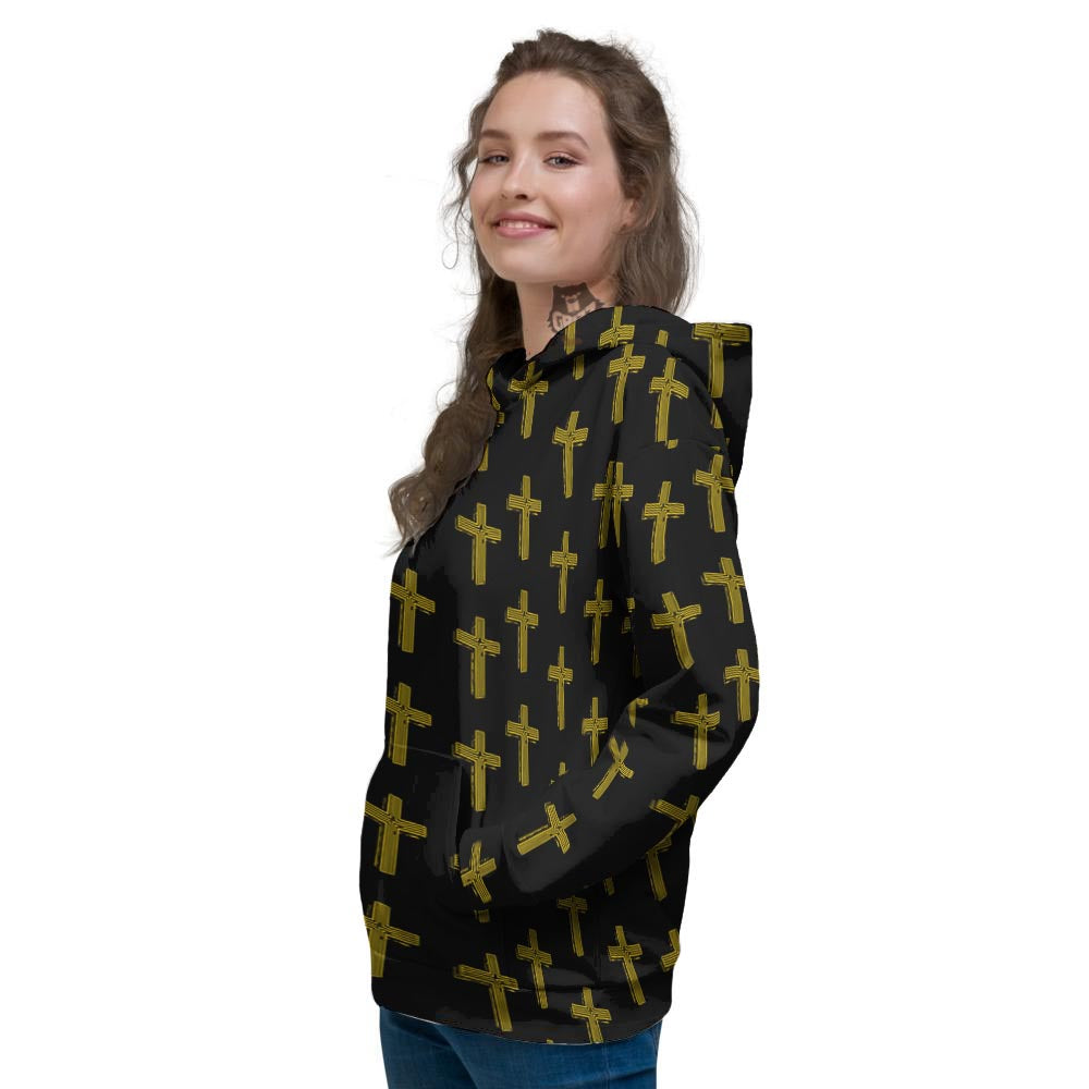 Religious Christian Cross Print Pattern Women's Hoodie-grizzshop