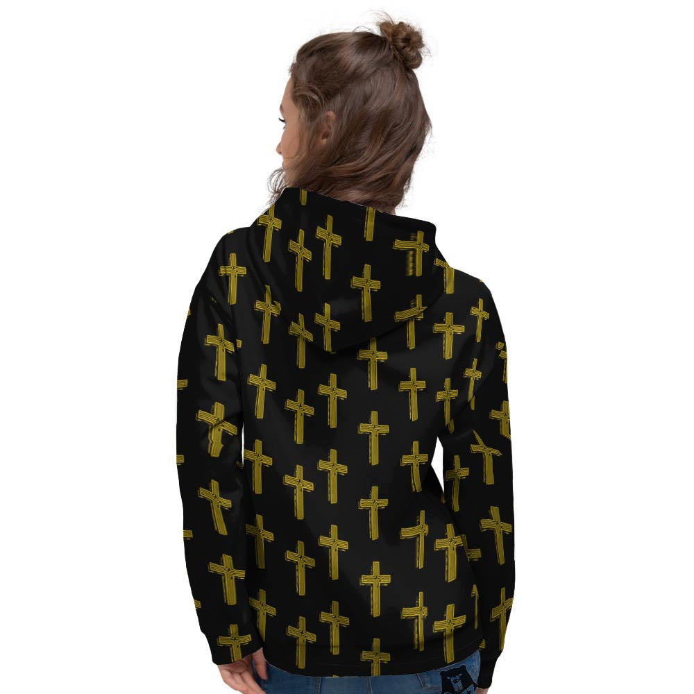 Religious Christian Cross Print Pattern Women's Hoodie-grizzshop