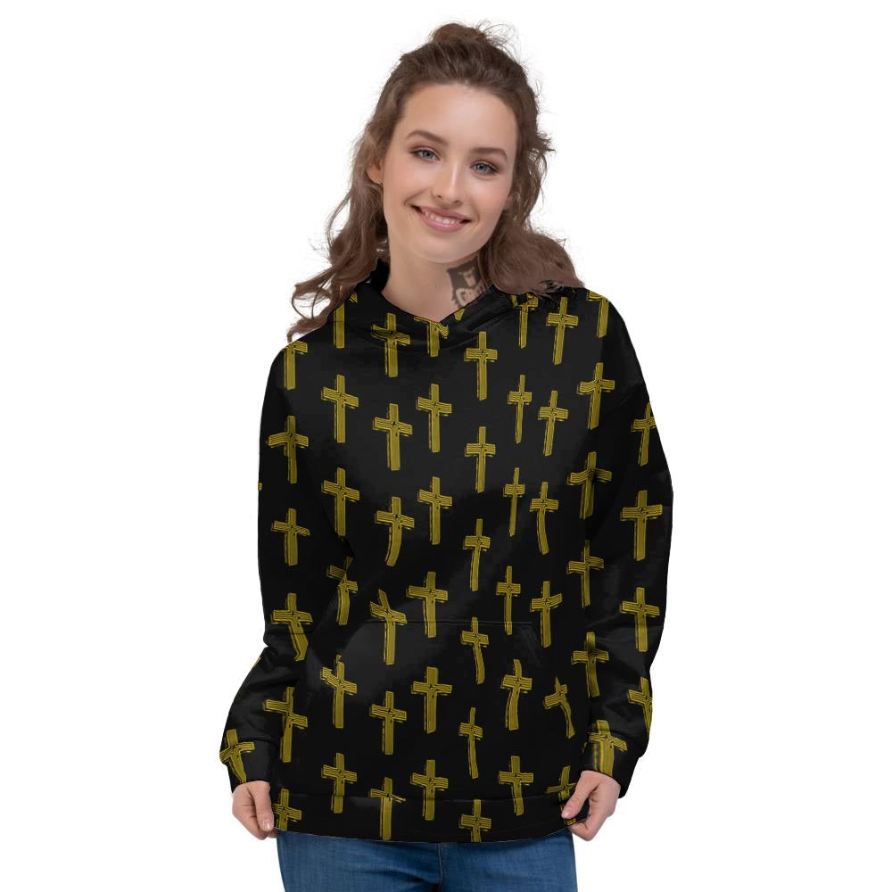 Religious Christian Cross Print Pattern Women's Hoodie-grizzshop