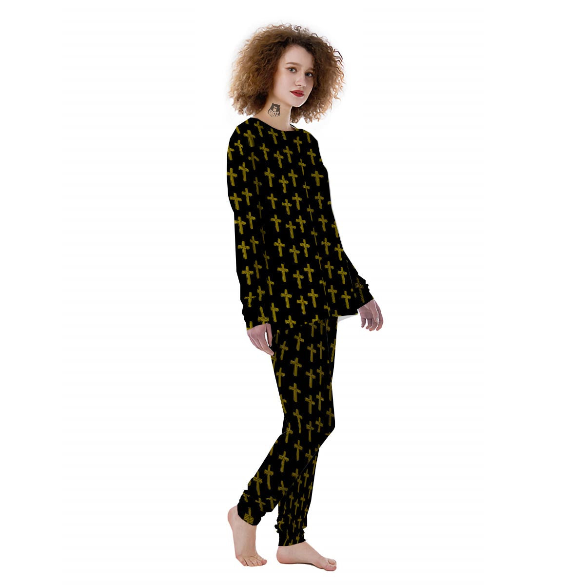 Religious Christian Cross Print Pattern Women's Pajamas-grizzshop